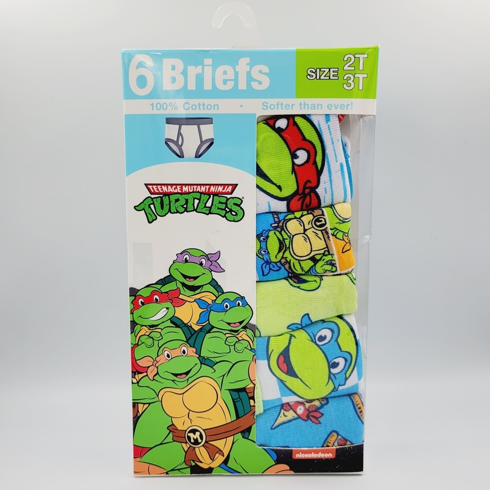 Teenage Mutant Ninja Turtles Boys Briefs Size 2T 3T Character Underwear 6 Pack